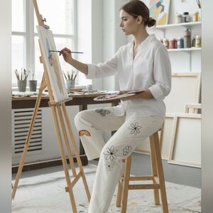 PacSun Jeans Women Sz 26 high rise Art To Wear Carpenter Cargo pant Wide Leg